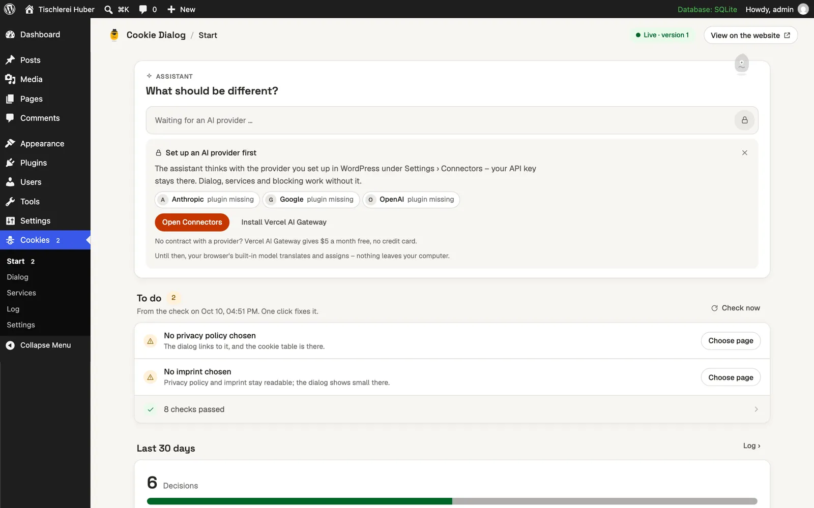 Start: what is live, what still needs a look, the decisions of the last 30 days.